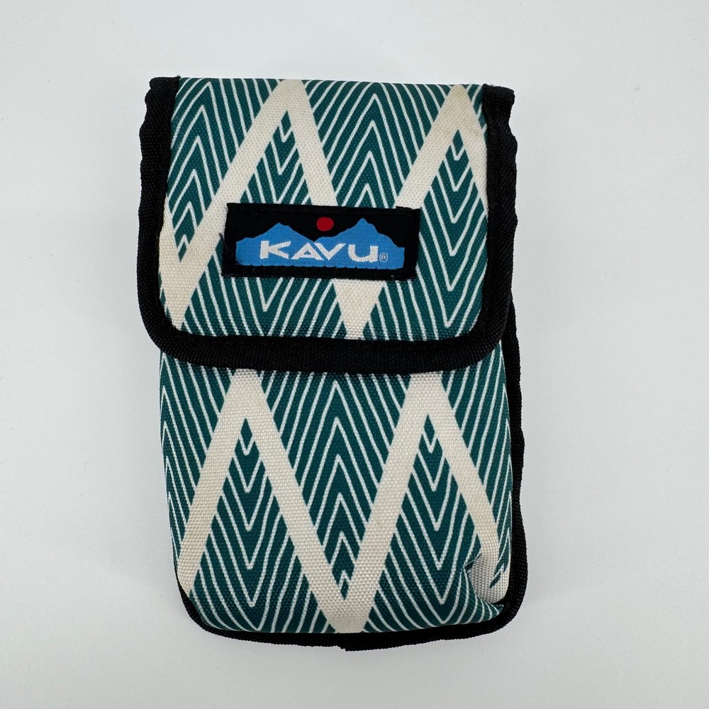 Kavu Teal Geometric Phone Pouch Waist Belt Cell Holster Carrying Case‎ Utility